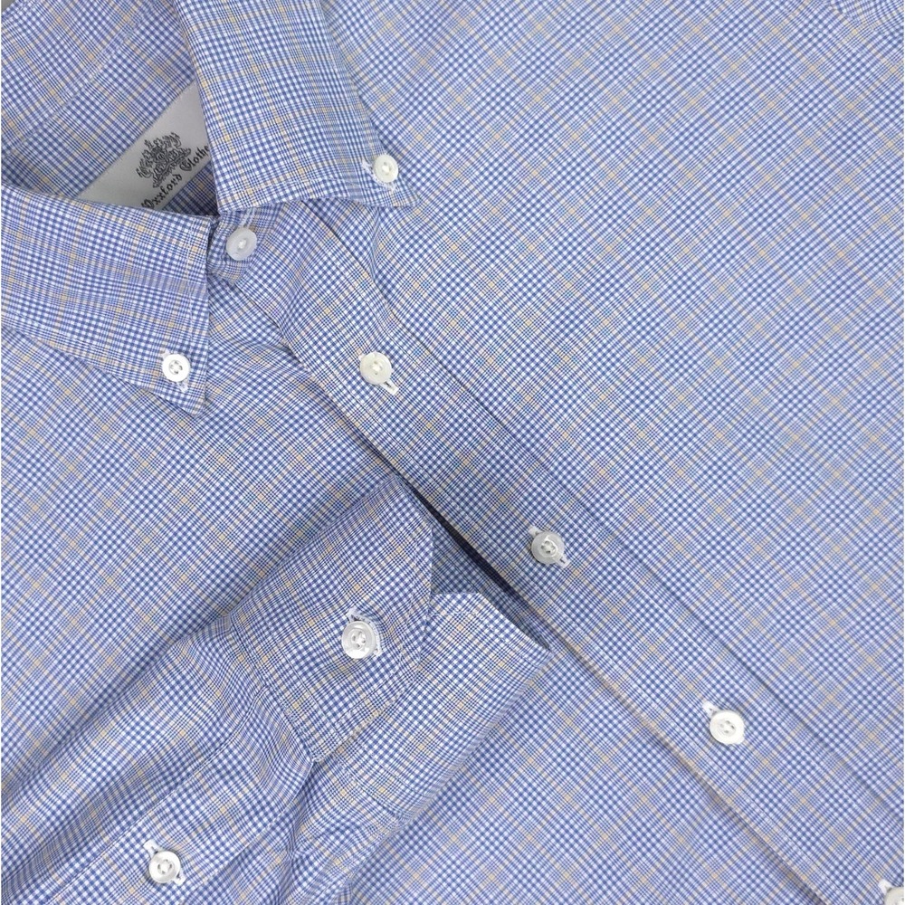 Oxxford Clothes‎ Shirt Mens 16 32/33 Blue Check Classic Cotton Button Down